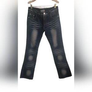 DE CHUANG WOMEN'S FADED BOOTLEG JEANS SIZE 32 WAISTLINE